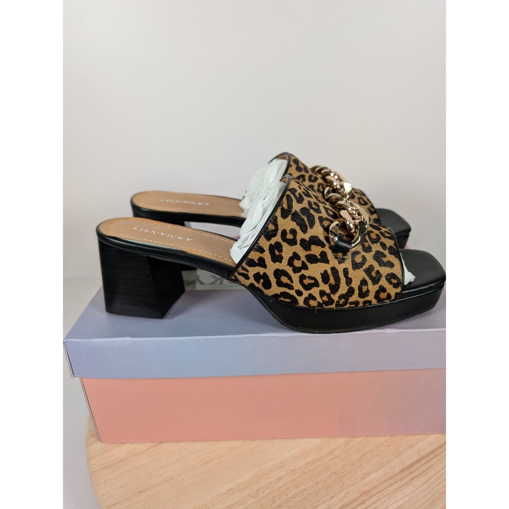 Leopard Print Chain Sandals - Picture 8 of 11